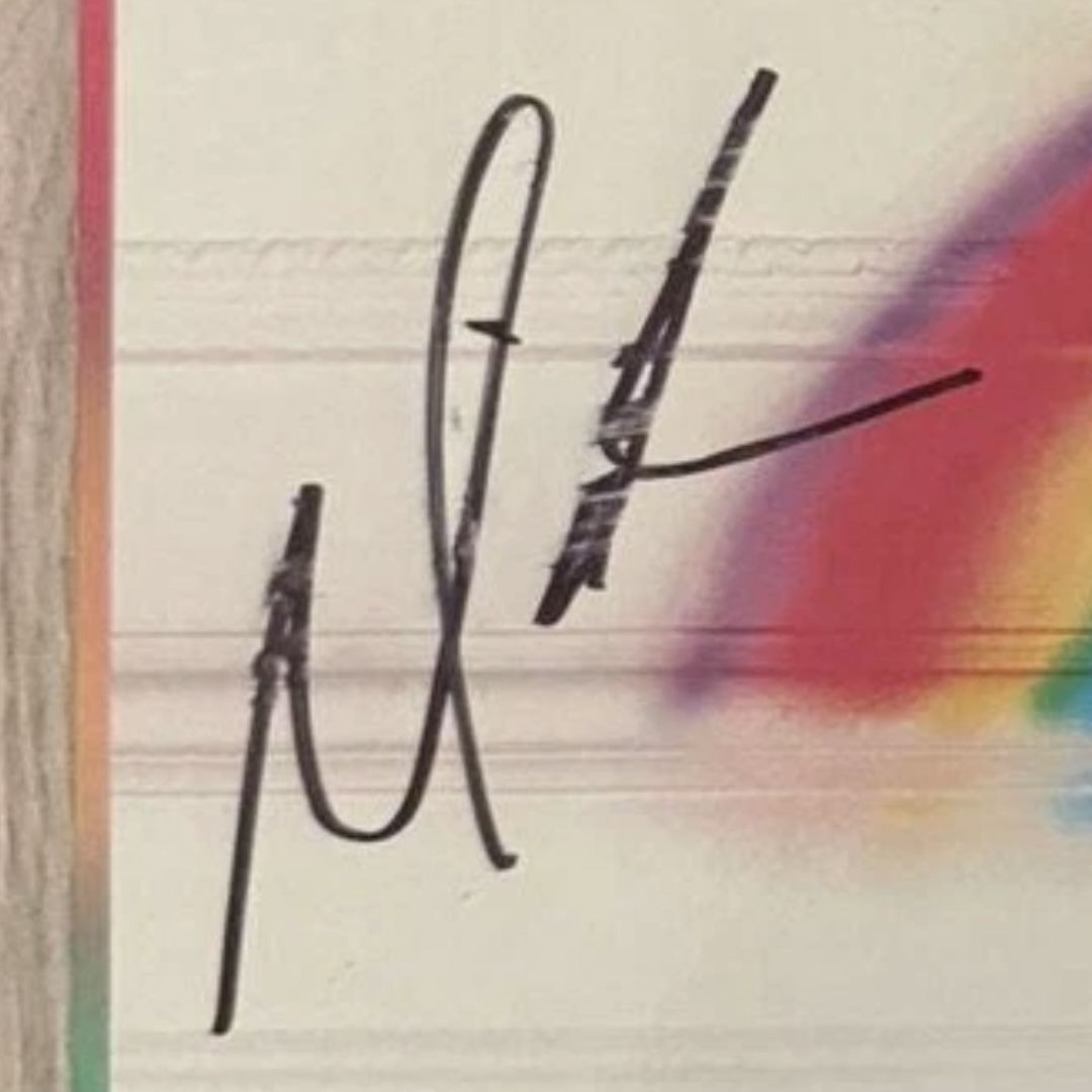 Fig. U detail: signature close-up at a slight angle.