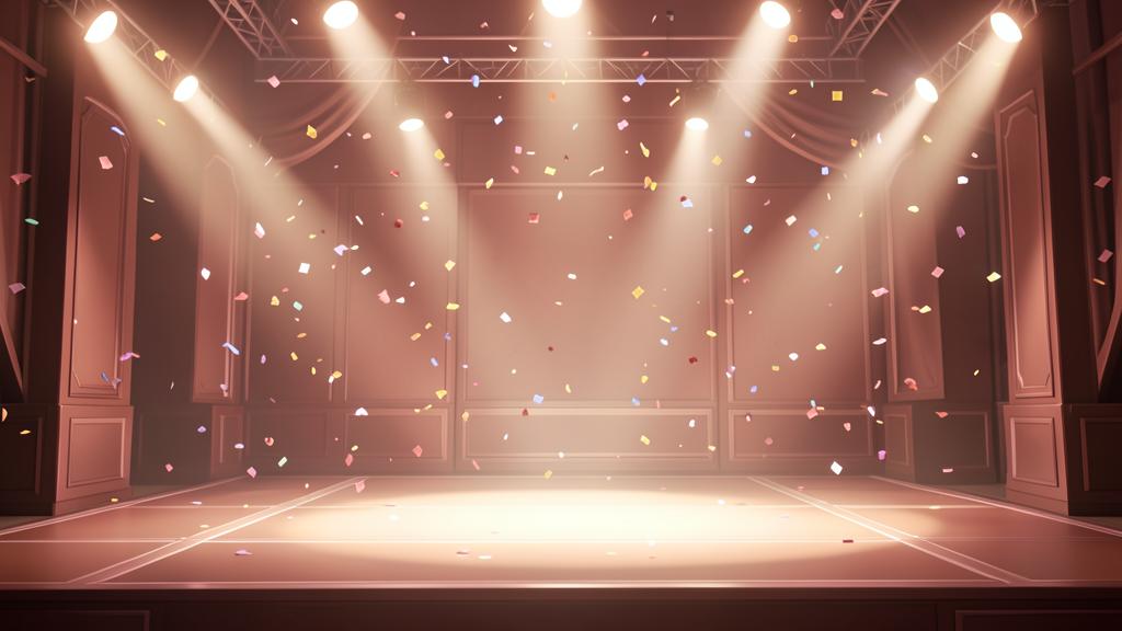 Original illustrated scene for Rose Gold Encore: Rose-gold encore stage.