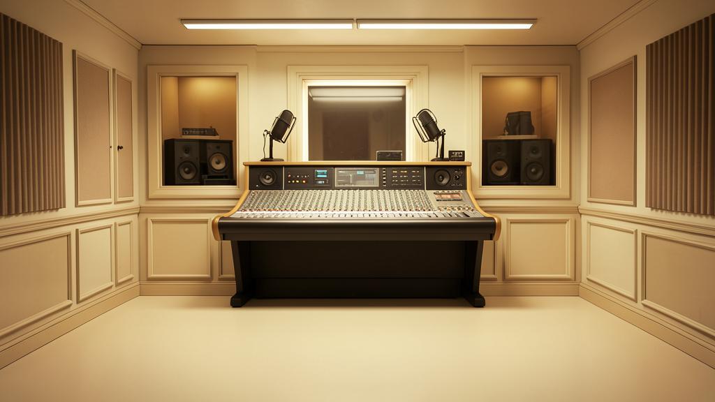 Original illustrated scene for Demo Tape Debut: Monochrome demo studio.
